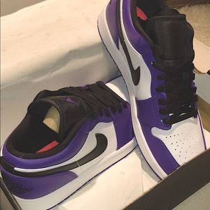 Purple, black and white Jordan 1, new with the box